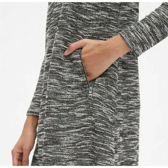 B1G2 FREE 🍁 NWT Gap Boucle Tweed Long Sleeve A Line Dress Medium Zip Pocket - Picture 2 of 10